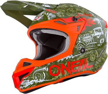 Мотошолом O'NEAL Motocross Enduro для дорослих, зелено-помаранчевий, ABS, з захистом носа
