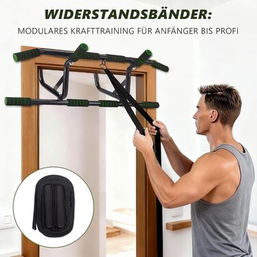 Турнік для дверей Klimmzugstange: турнік для підтягувань без свердління, з м'якими ручками, зелений