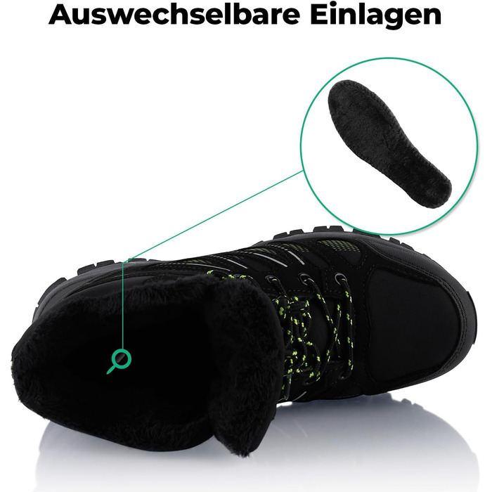 Черевики для ходьби Softshell для жінок та чоловіків, зимові, утеплені, чорно-зелені (38 EU)