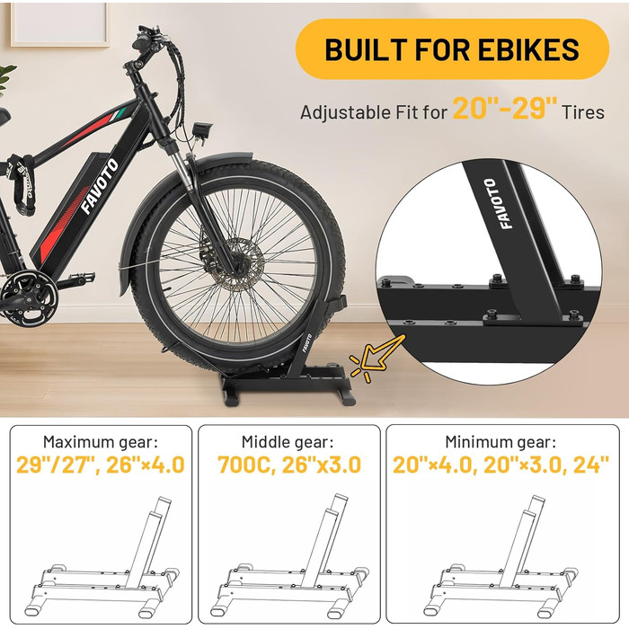 Підставка для електровелосипеда Favoto - утримувач для шосейної та звичайної велосипедів (20-29 дюймів, до 38 кг)
