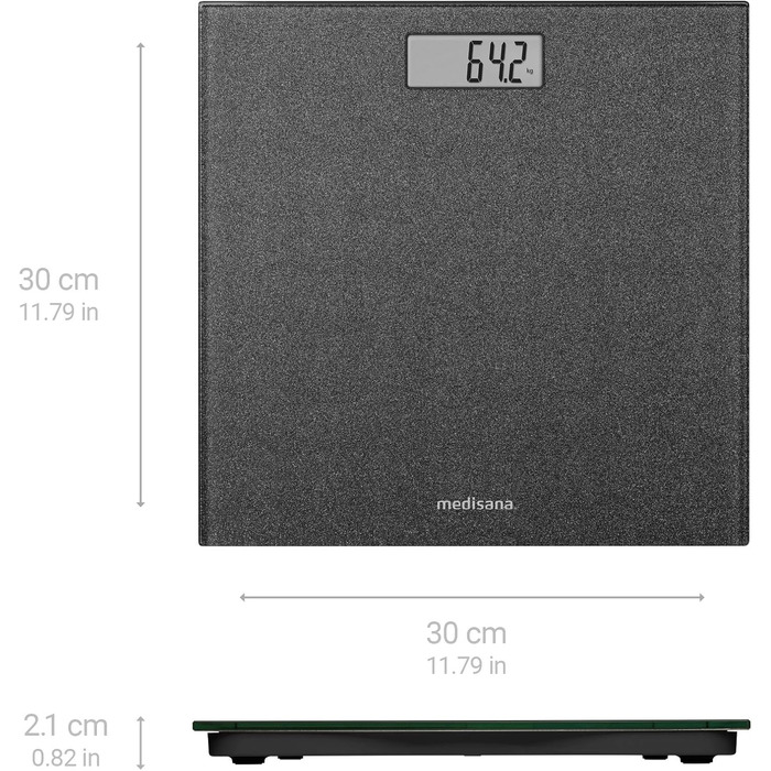 Цифрова вага для людей Medisana PS 500 до 180 кг, скляна вага для ванної кімнати, срібляста, автоматичне ввімкнення 'Step-On', дизайнерський малюнок