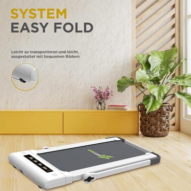 Електричний біговий тренажер ArtGo GIOTTO 2-в-1 з App KINOMAP/ZWIFT/BITGYM, Bluetooth, 6 програм, 1.5 PS (3 HP пік), легкий, компактний, білий/чорний