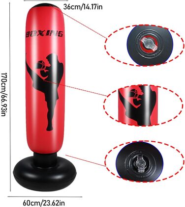 Дитячий боксерський мішок 168 см, надувний, для карате, кікбоксингу, тхеквондо, ММА - ідеальний подарунок для хлопчиків та дівчаток 6-12 років