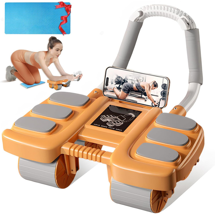 Ролер для пресу з опорою на лікті, автоматичний відскок, тренажер для пресу для жінок та чоловіків (Оранжевий)