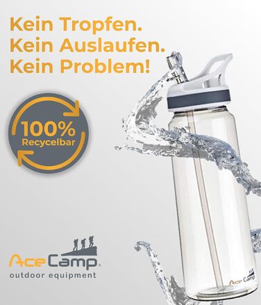Пляшка для води AceCamp TRITAN 750 мл, спортивна, BPA-free, сіра, з кришкою Springdeckel