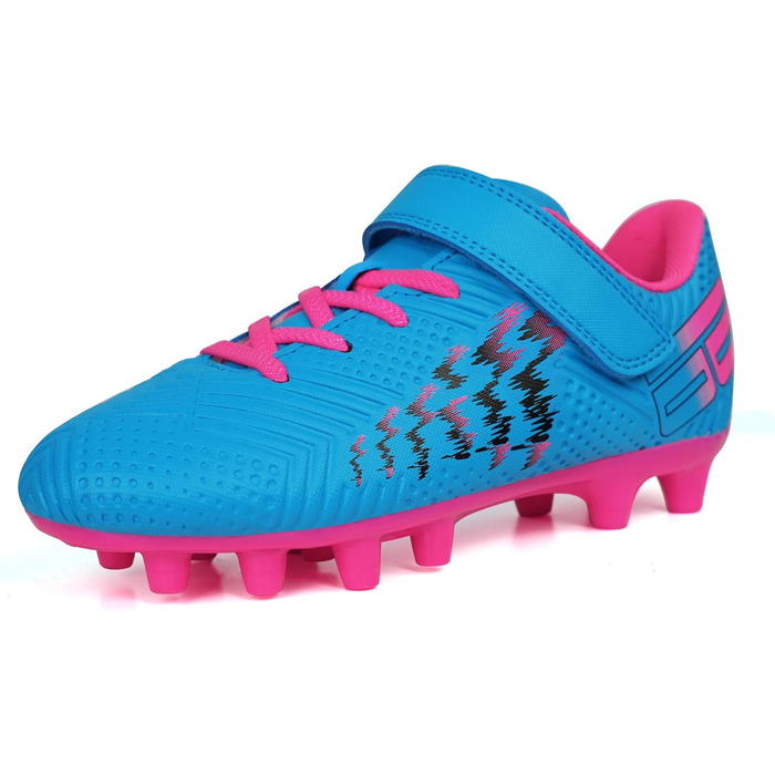 Дитячі футбольні бутси JABASIC для гри на твердих поверхнях, для хлопчиків та дівчаток (35 EU, блакитний/рожевий)