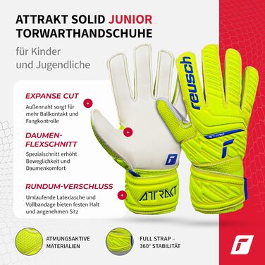 Воротарські рукавички Reusch Attrakt Solid Junior для дітей 5-16 років | Жовто-синій/Білий колір