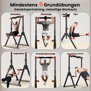 Спортивний комплекс Klimmzugstange Freistehend: турнік, бруси для віджимань, розкладна штанга для підтягувань, тренажер для дому, силові тренування, фітнес-обладнання (чорний, багатофункціональний)