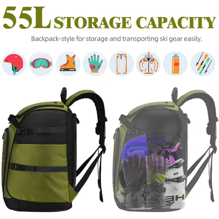 Чохол для лижних/сноубордистських черевиків та скейтборду TurnWay, зелений