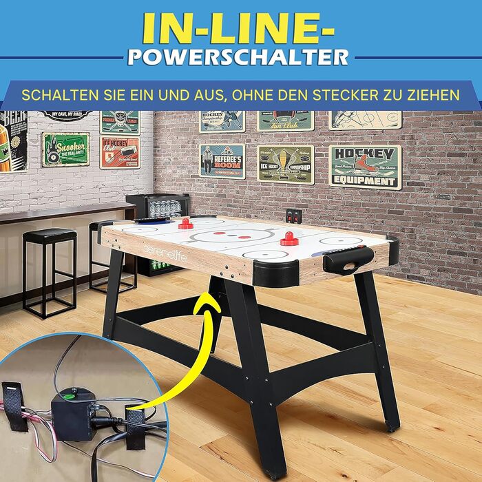 Тік-хокей SereneLife – ігровий стіл для настільних ігор, великий розмір, потужний мотор, для дітей та дорослих, блакитно-чорний
