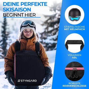 Чохол для лижних черевиків для дітей з відділенням для шолома [40 л] - ISCHGL (чорний-рожевий)