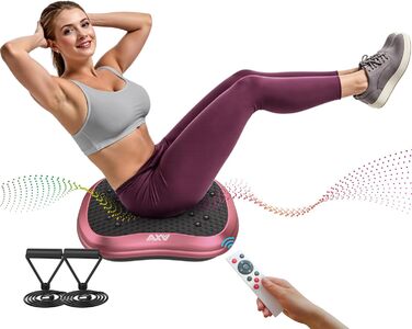 Віброплатформа для тренувань AXV, Mini-Fitness, Лімфодренаж, Схуднення, Формування, Тонінг, Домашні тренування, Рожевий колір