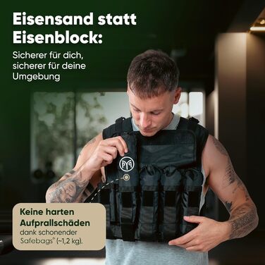 Вага для тренувань PURE MAJIN® 20 кг, регульована, з кишенею та металевим ременем | Фітнес, воркаут, біг, калістеніка, обладнання, вага, тренування - чорний або камуфляжний чорний