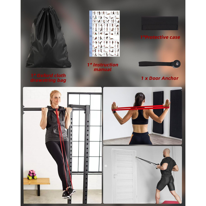 Набір еластичних стрічок FAOKZE для фітнесу, йоги, стрейчингу та силових тренувань (5 шт.)