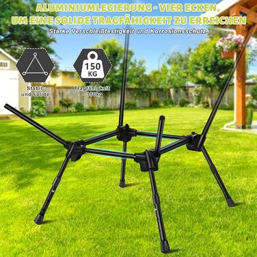 Складний туристичний стілець IEEILULU з високою спинкою, чорний. Макс. навантаження 130 кг, 2 кишені. Підходить для кемпінгу, риболовлі, пікніків та відпочинку на природі.