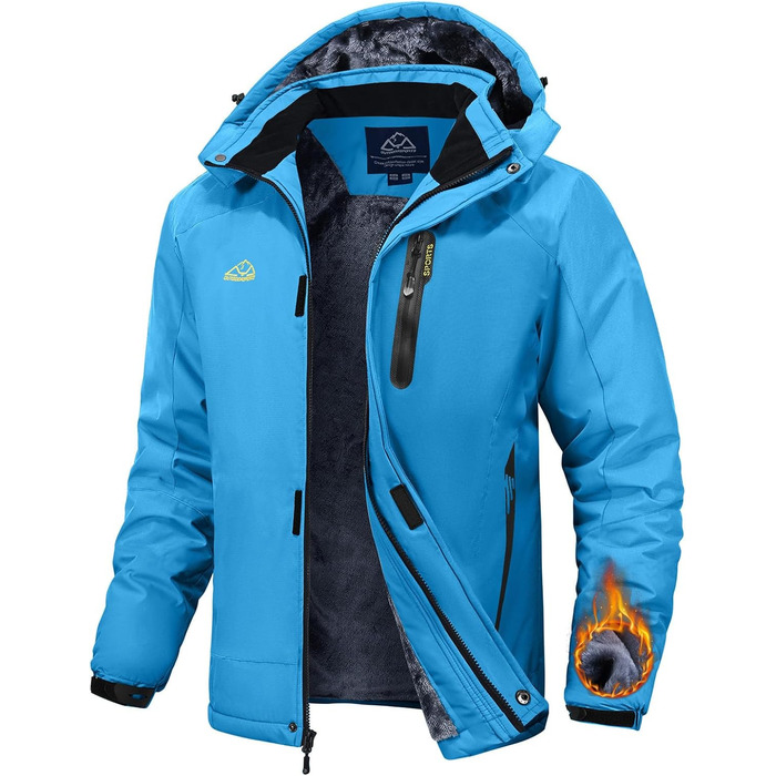 Зимова куртка Rdruko для чоловіків: тепла флісова підкладка, водонепроникна функціональна куртка для сноуборду, туризму та активного відпочинку (біла, XXL, синій)