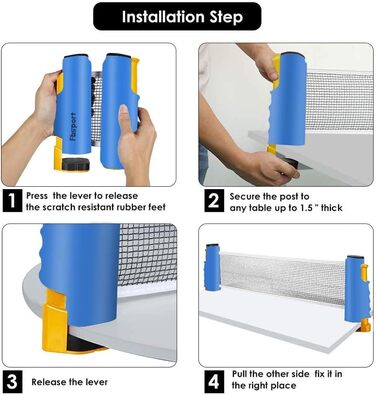 FBSPORT Набір для настільного тенісу: 2 ракетки, 6 м'ячів, сітка, сумка. Підходить для початківців та професіоналів. Колір: світло-блакитний