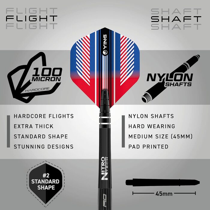 Дротики Red Dragon Vengeance Premium Wolfram Softip 20 г з оперенням і стрижнями
