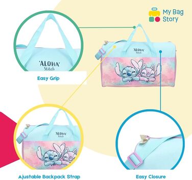 Спортивна сумка MyBagStory Stitch для дівчаток – рюкзак для школи, дитячого садка, початкової школи – рожево-блакитний, 40 см, з регульованим ремінцем – ідеальний подарунок