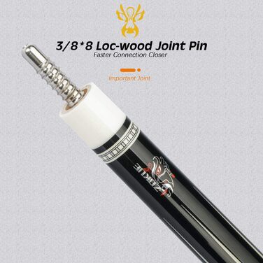 Більярдний кий Konllen Dragon-1 з низькою відволікаючою лінією, подовженням та чохлом (10.5 мм, 11.5 мм, 12.5 мм наконечник Tigerspitze, XTC-чохол, 3/8 x 8 радіальний штифт, 147 см довжина).