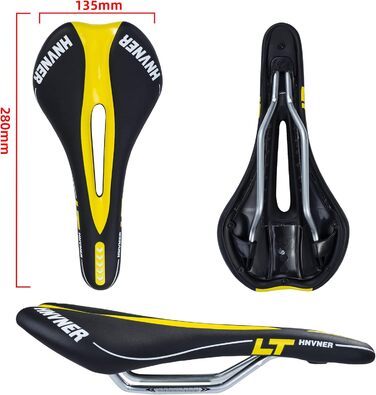 Комфортний сідло для велосипеда Cityrad Hohl Ergonomisch: ергономічне сідло для шосе, MTB, більшості велосипедів (280x140x55mm, чорний/жовтий)