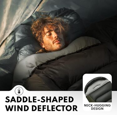 Спальний мішок XXL для дорослих, тепла погода, 3.2 кг, темно-сірий. Підходить для кемпінгу, зимових походів, полювання та подорожей. З компресійним мішком.