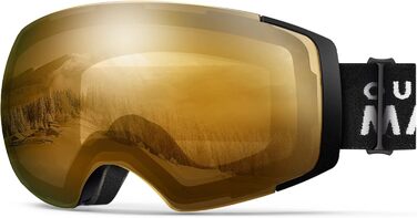 Скі-маска OutdoorMaster PRO унісекс з змінними лінзами. Захист від сонця 100% UV, антитуманна, для носіння з окулярами. Підходить для жінок та чоловіків, хлопчиків та дівчаток. Чорний каркас, помаранчева лінза VLT65%
