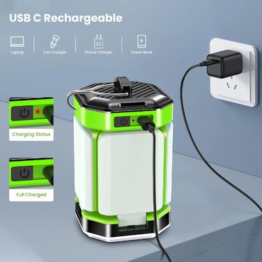 Ліхтар намету BICKON: 60 LED, 25 годин роботи, 4000mAh, 5 режимів, регулювання яскравості, для кемпінгу, походу, надзвичайних ситуацій