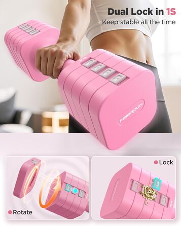 Набір гантелей FEIERDUN регульовані 2 шт., 2/4/6/8/4,5 кг, для жінок, швидке регулювання ваги, подвійний захист, для домашнього фітнесу (B-Cute Pink)