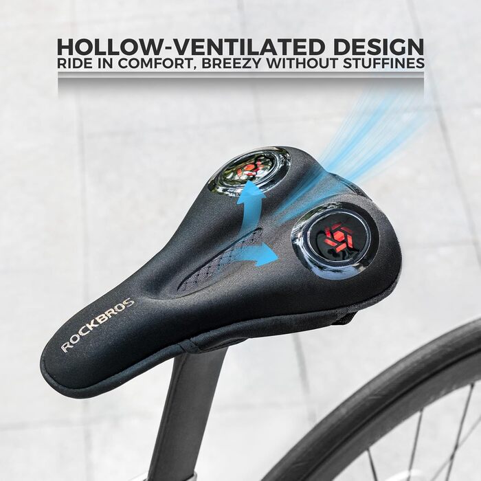 Подушка-накладка на сидіння велосипедного крісла ROCKBROS, гелева, вузька, дихаюча, 28*17см, червоно-синя