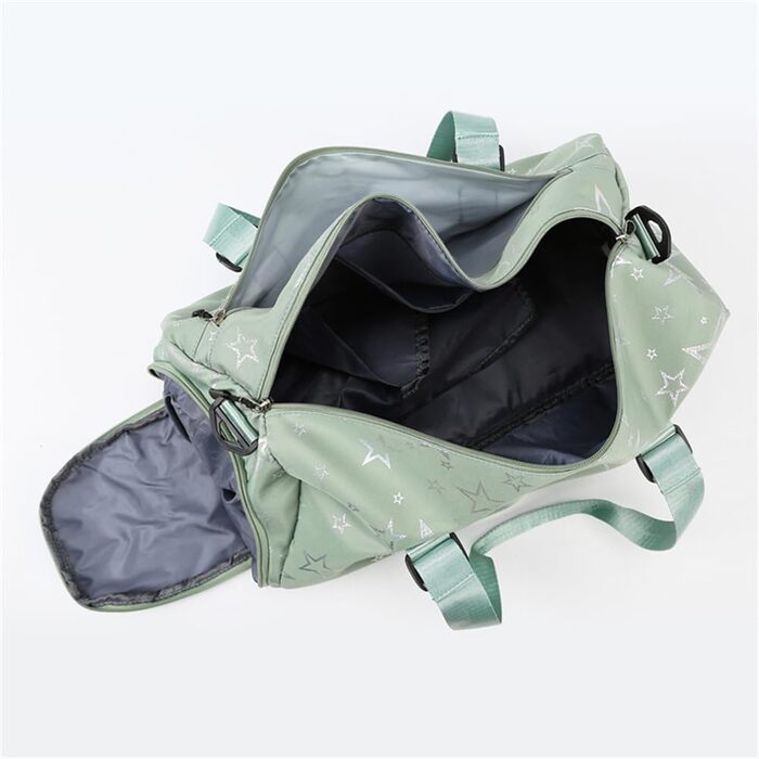 Дитяча спортивна сумка-рюкзак з відділенням для взуття та мокрою білизною, спортивна сумка для дівчаток з принтом зірок (зелена)