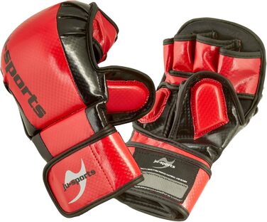 MMA рукавички для спарингу Ju-Sports Carbon, червоні, PU, із захистом великого пальця та кісточок, для тренувань і єдиноборств