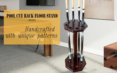 Стійка для більярдних київ на 8 київ, аксесуар для більярдного столу, дерев'яна підставка, підставка для київ, більярдний аксесуар (FLOOR-8-MAHOGANY)