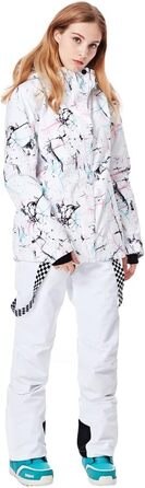 Жіночий сніговий комбінезон HOTIAN: водонепроникний, вітронепроникний, теплий, для катання на лижах, сноуборді, походів та альпінізму. SMN M 2colorful+white