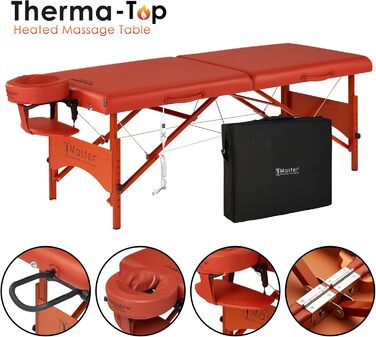 Складний масажний стіл Master Massage Fairlane 71 см з деревини з підігрівом ThermaTop, регульований, переносний, косметологічне ліжко, сумка в комплекті