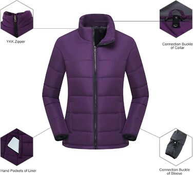 Жіноча куртка 3 в 1 Mountain: вітронепроникна, тепла, для зими та катання на сноуборді. З капюшоном, для походів та активного відпочинку. Колір: темно-фіолетовий (S)