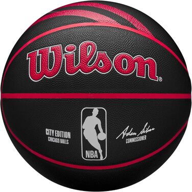 Баскетбольний м'яч Wilson NBA Team City Chicago Bulls, розмір 7, для вулиці та залу, чорний, унісекс
