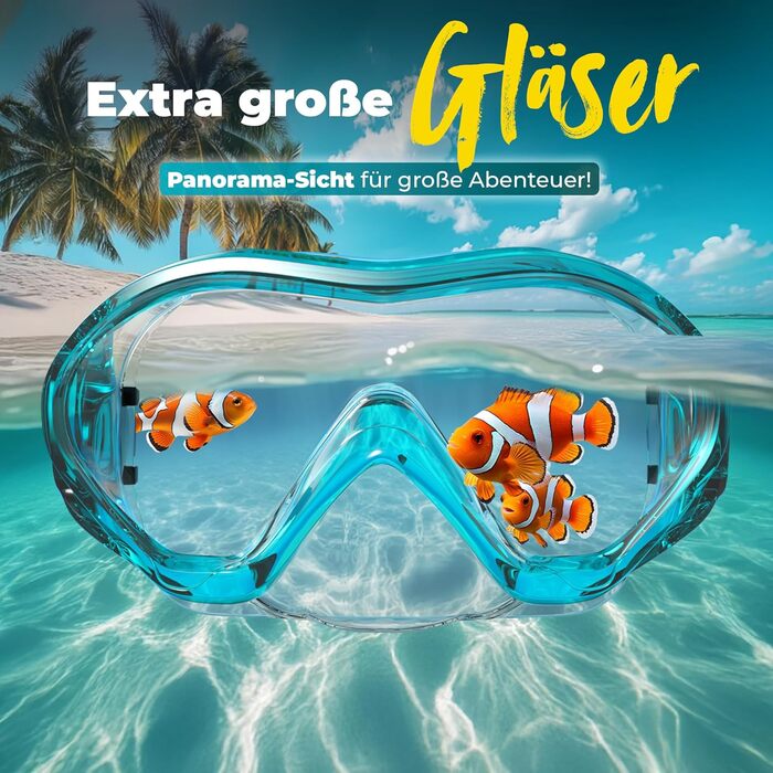 Набір для снорклінгу KIDVERSE для дітей 5-16 років: маска та трубка для плавання - блакитний колір