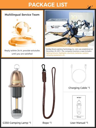 Ліхтар кемпінговий акумуляторний акумуляторний LED Shark з USB, IPX4, 5 кольорів, портативний, для відпочинку, походів, риболовлі, з брелоком