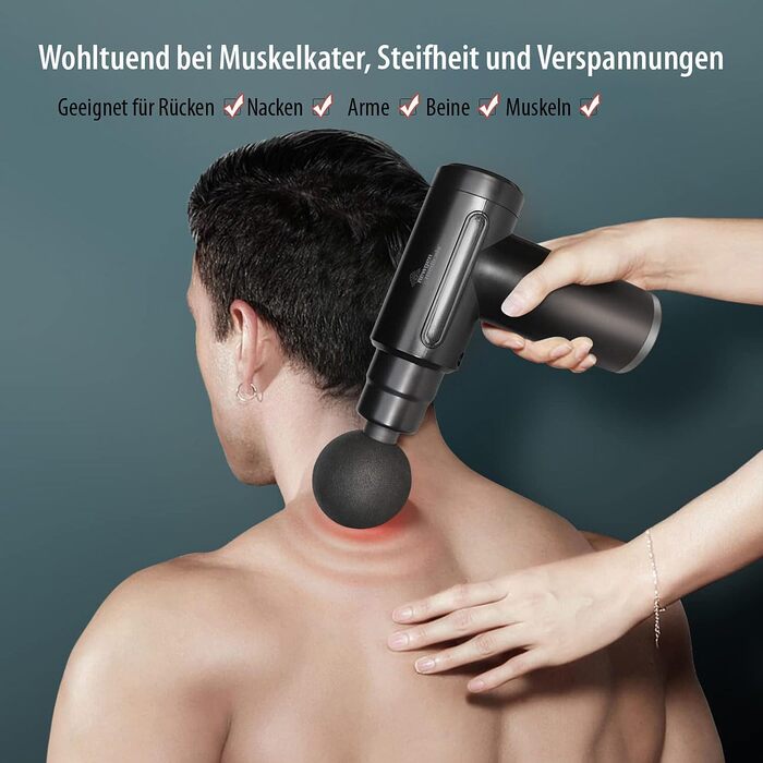 Масажний пістолет Newgen Medicals: Компактний акумуляторний масажер для рук з 4 насадками, 6 рівнів, USB-C, 30W