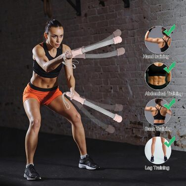 Бійцівське канат Ropeless для фітнесу, регульований, портативний, для дому, для тренувань всього тіла та спалювання жиру, 2 шт (Рожевий)