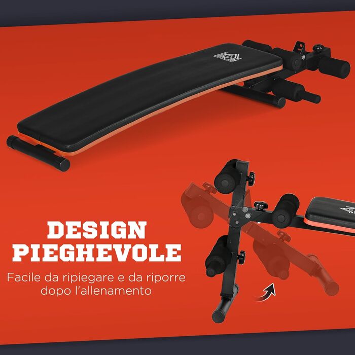 HOMCOM Складана та регульована лавка для пресу, багатофункціональна гімнастична лавка з м'якою спинкою, 47x139x51-69см, чорно-червона