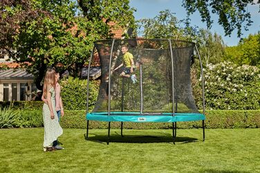 Намет-трамплін Salta Comfort Edition Ø396 см з комплектом: мережа, мат, пружини, захисний борт - зелений/рожевий. Трамплін для саду, TÜV geprüft