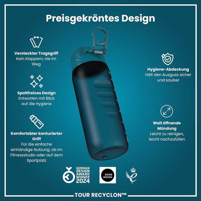 ION8 Фляга для води, 750 мл, глибокий Petrol, Evo