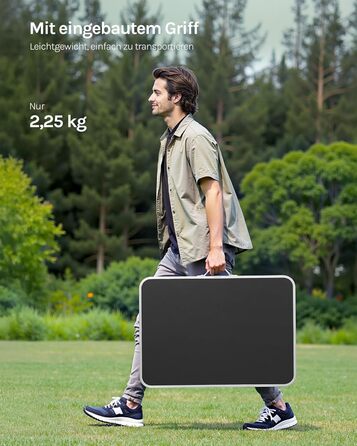 Стіл туристичний складний Woltu 70x50x60 см, алюміній та MDF, для пікніка та відпочинку на природі, чорний