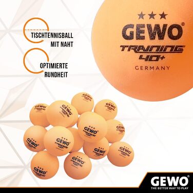 Тренажерні тенісні м'ячі GEWO 40+ - 3 зірки, ABS пластик, діаметр 40+ мм, 24 шт. (Оранжевий, 12 шт.)
