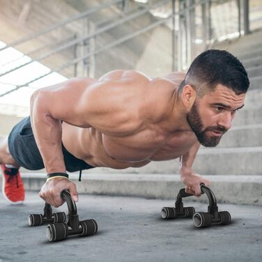 Набір гантелей для віджимань Flintronic (2 шт), неслизькі ручки для тренування м'язів та сили #3 Темно-сірий