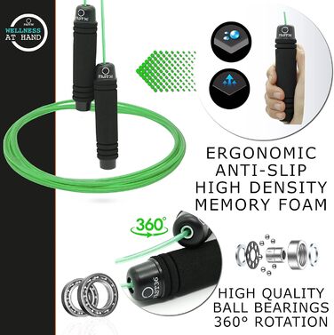 Стрибкове канат FAST36 для дорослих: професійний, регульований, з м'якими ручками та підшипниками. Ідеально для фітнесу, боксу та схуднення. Чорний.