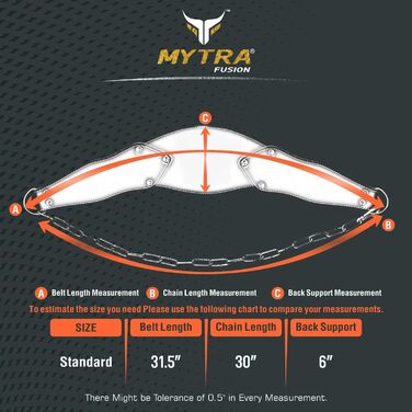 Шкіряний пояс для підтягувань Mytra Fusion з ланцюгом, універсальний, важкий, для фітнесу та силових тренувань