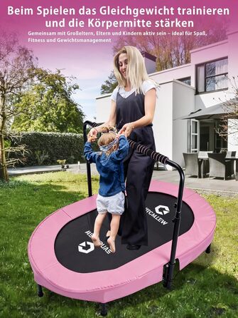 Батут овальний для дому 2 осіб, до 150 кг, рожевий з сіткою - для дітей та дорослих, фітнес, розвиток м'язів